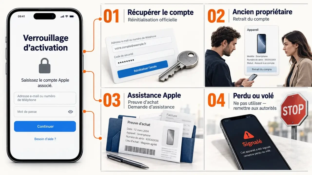 Illustration des solutions légitimes pour le déblocage iCloud d’un iPhone