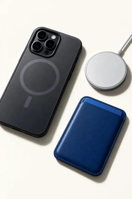 Accessoire pour téléphone MagSafe : coque, chargeur et porte-carte magnétiques