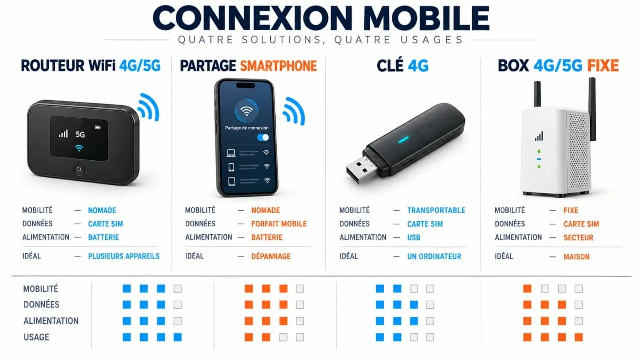 Boîtier wifi portable sans abonnement et alternatives de connexion mobile 4G ou 5G