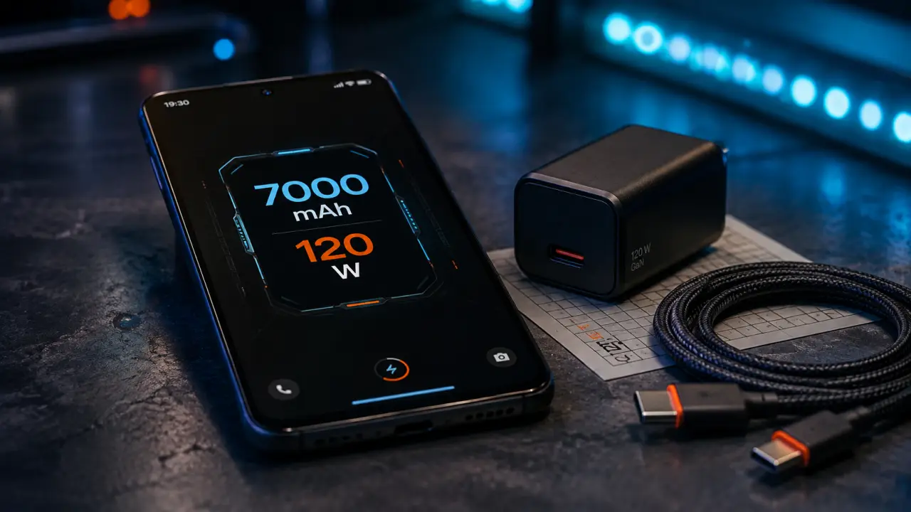 realme gt 7 t : 7000 mAh, charge 120 W