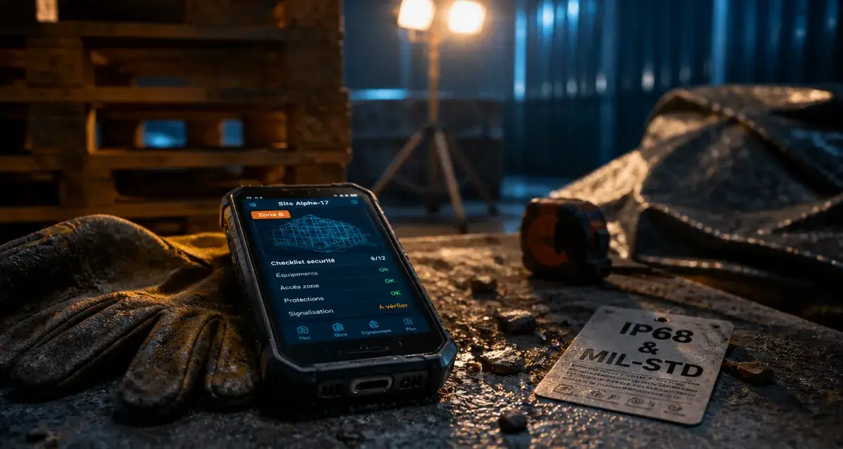 Téléphone de chantier durci IP68 MIL-STD, écran lisible