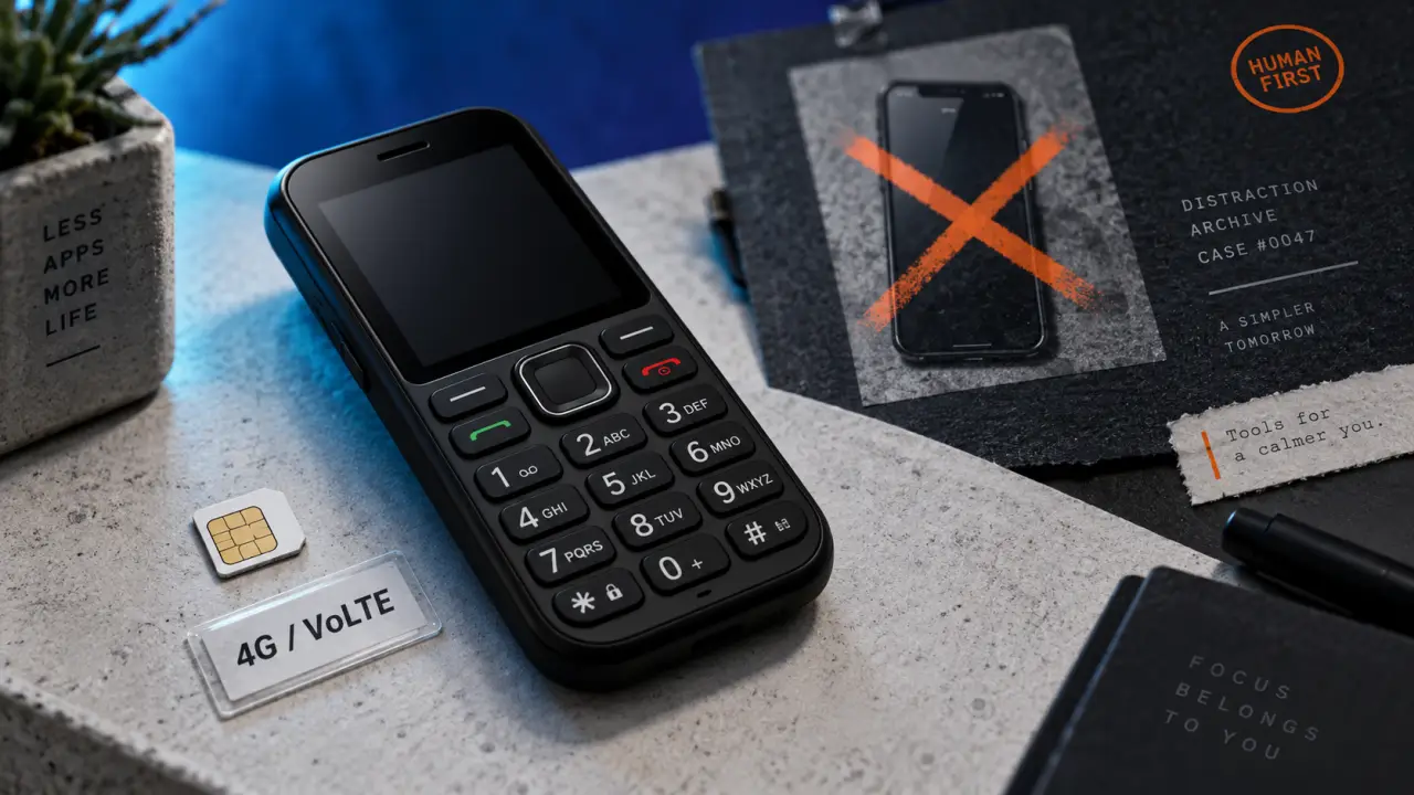 Dumbphone tactile noir, joignable sans distractions smartphone barré