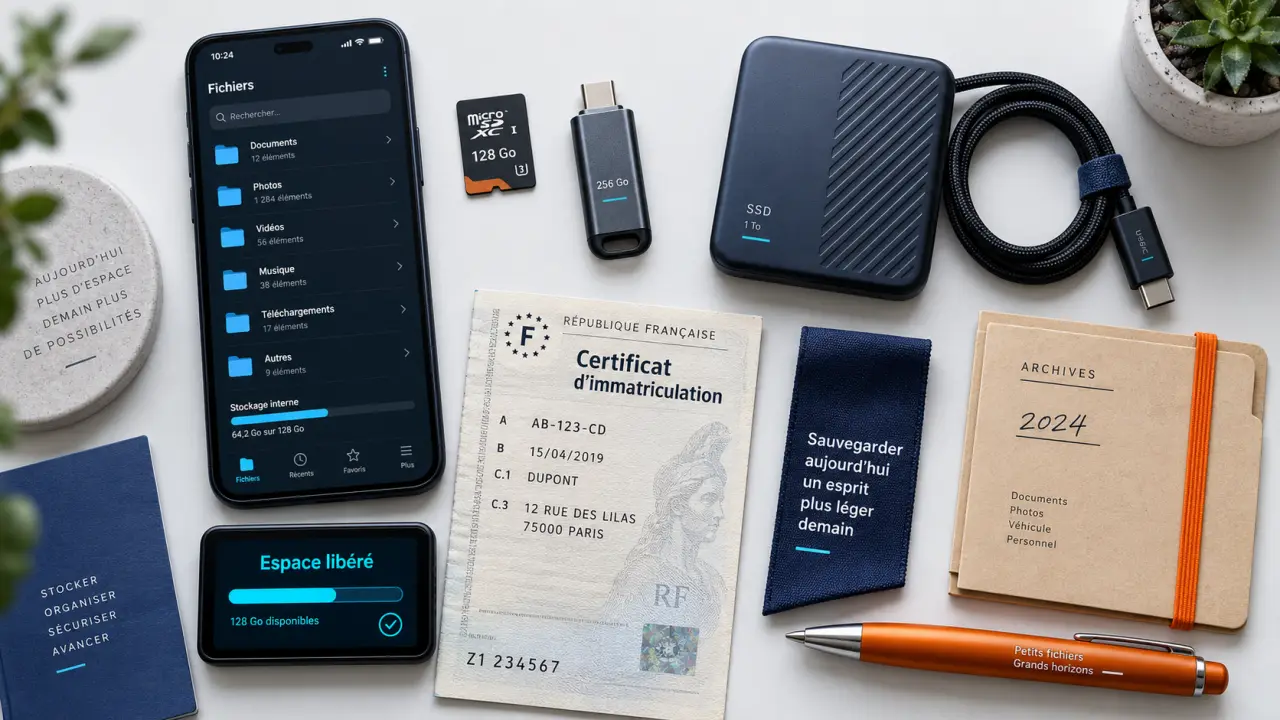 Support de stockage smartphone : microSD et USB-C compatibles