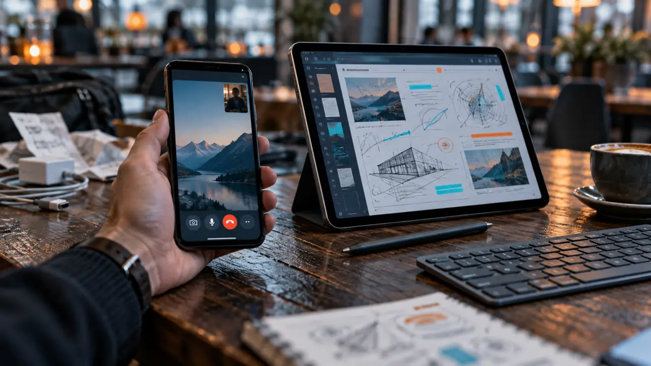 Téléphone et tablette : smartphone et tablette côte à côte en mobilité